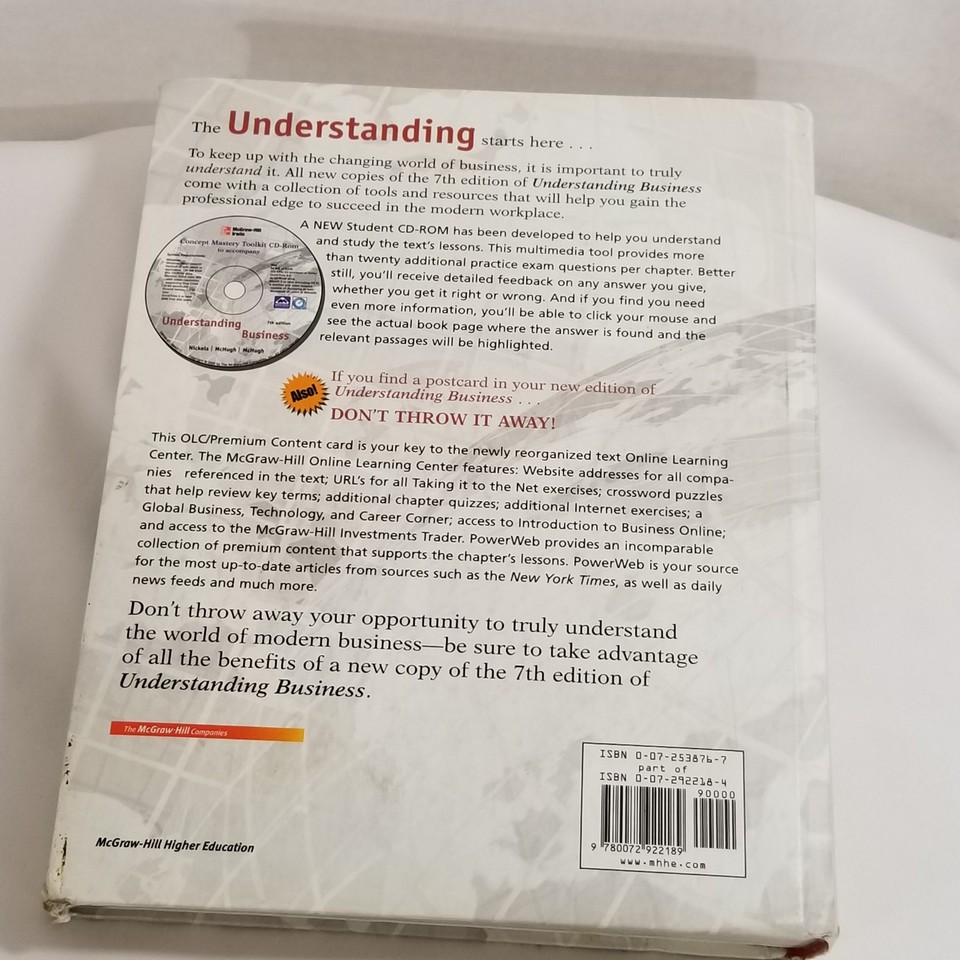 Understanding Business 7TH EDITION MCGRAWHILL IRWIN ISBN 0072538767