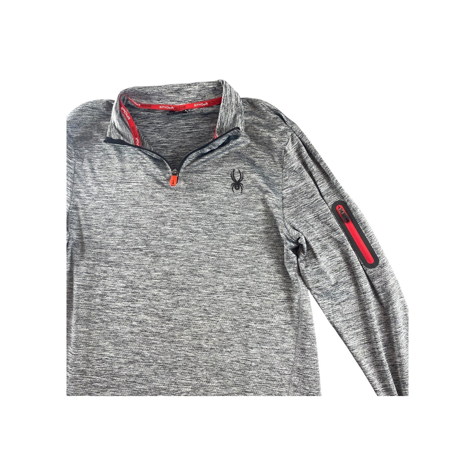 Spyder Active Mens Long Sleeve Quarter Zip Pullover Gray Heather Performance M image 2