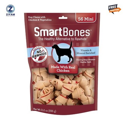 SmartBones Mini Bones with Real Chicken 56 Count, Rawhide-Free Chews for Dogs