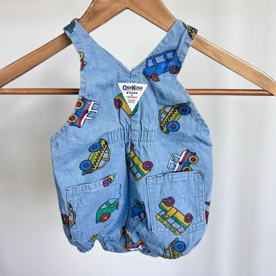 RARO Oshkosh B'Gosh Bebé Vintage Burbuja Bomberos y Policía Mameluco Vestbak 6-9 Meses Foto 4 de 4