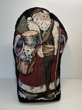Vtg. Needlepoint Standing Santa Claus Stuffed Doorstop Dome 13 Pillow