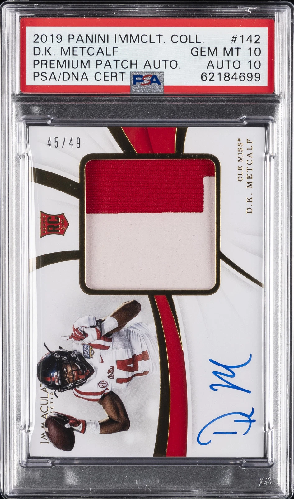 DK Metcalf Panini Immaculate Collection Collegiate #142 Premium Patch-Autograph