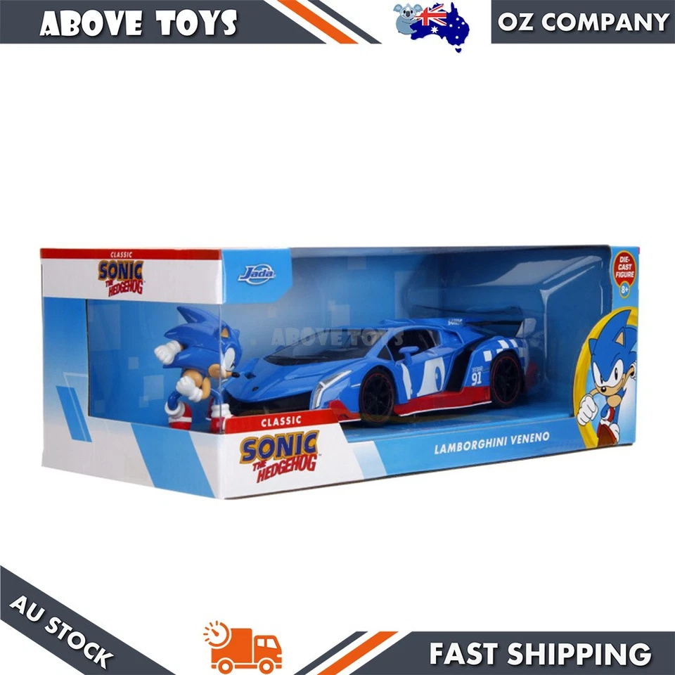 Jada 1:24 Sonic The Hedgehog Lamborghini Veneno With Sonic Figure Diecast Model - Image 2 of 4