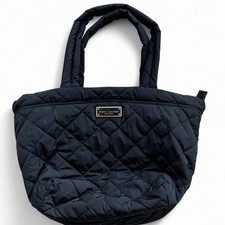 Marc Jacobs Quilted Puffer Tote Black Gold Logo Nylon Bag Preowned Excellent