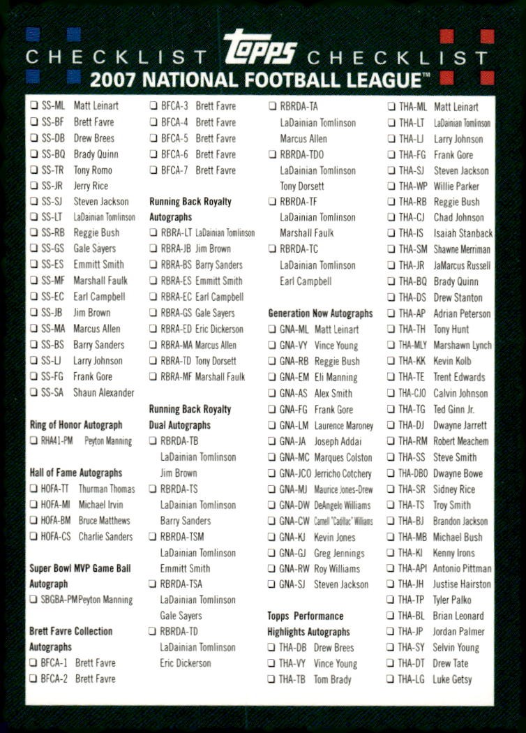 2007 Topps 2007 Topps - Checklists Hobby #3 Checklist: Inserts Unknown Team