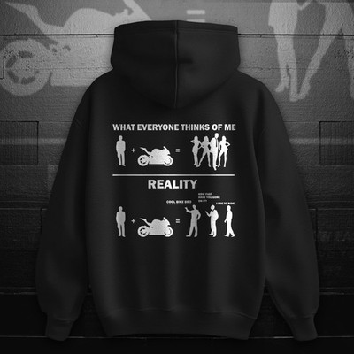 Motorcycle Hoodie for Sportbike Riders, Expectations vs Reality, Biker Gift