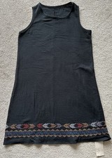 Sun Dress Women’s Small Black Sleeveless Textured Embroidered Hem Boho 