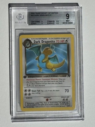 2000 Pokemon Team Rocket 1st Edition #022 Dark Dragonite BGS 9