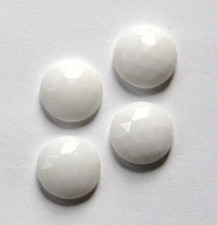 Vintage Faceted White Glass Cabochons Germany 13mm cab704U