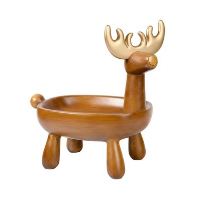 Hirsch-Ablageschale Goldene Geweihe Valet Tray Braune Optik