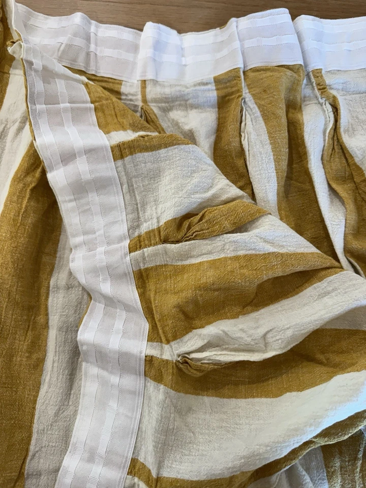 1 cortina a rayas GreenRow Cabana extra larga 50 X 108 amarillo mostaza y crema Foto 4 de 4