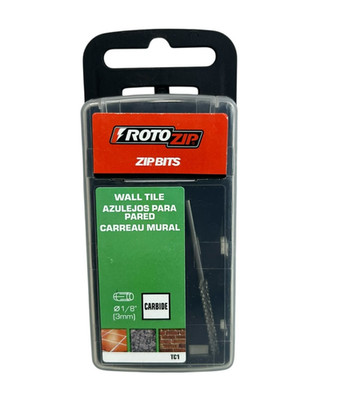 RotoZip TC1 Wall Tile Zip Bits Carbide 1/8 Inch 3mm for Ceramic Cement Board