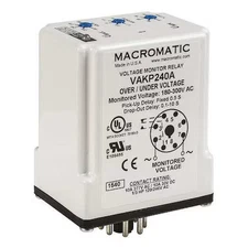 Macromatic Vakp120a Voltage Sensing Relay, Octal Base Type, 120V Ac, 8 Pins