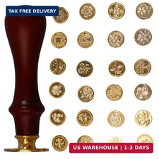 24 Pcs Wax Seal Stamp Kit, Vintage Classic Brass Wax Stamp Seal Head with Wooden