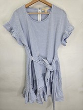 Michael Kors Women Wrap Textured Ruffle Sleeve Size L Blue 