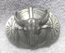 Texas Longhorns Steer head With Feathers 1986 Siskiyou Belt Buckle Great Vintage