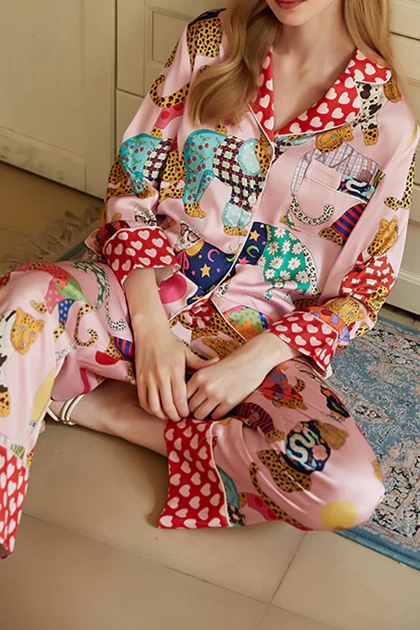 Pink Palette Leopard Fun Long Sleeve Pajama Set 3D All Over Print