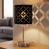Tischlampe Schlafzimmerlampe Tischleuchte Schalter Textil Muster Beistellleuchte