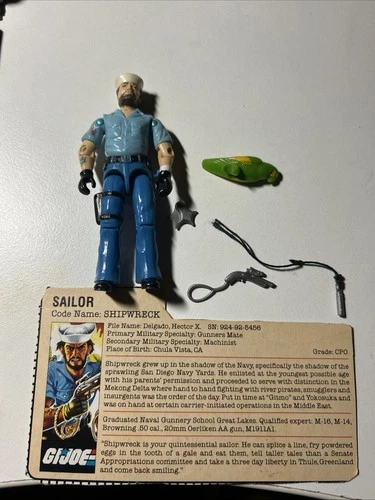 GI Joe ARAH V1 1985 Shipwreck 100% Complete W/New O-Ring Filecard Polly Claws Z1