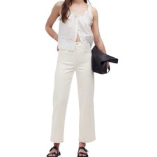 Madewell Emmett Wide Leg Jeans Size 33 NEW Cropped Tie White Welt Pocket