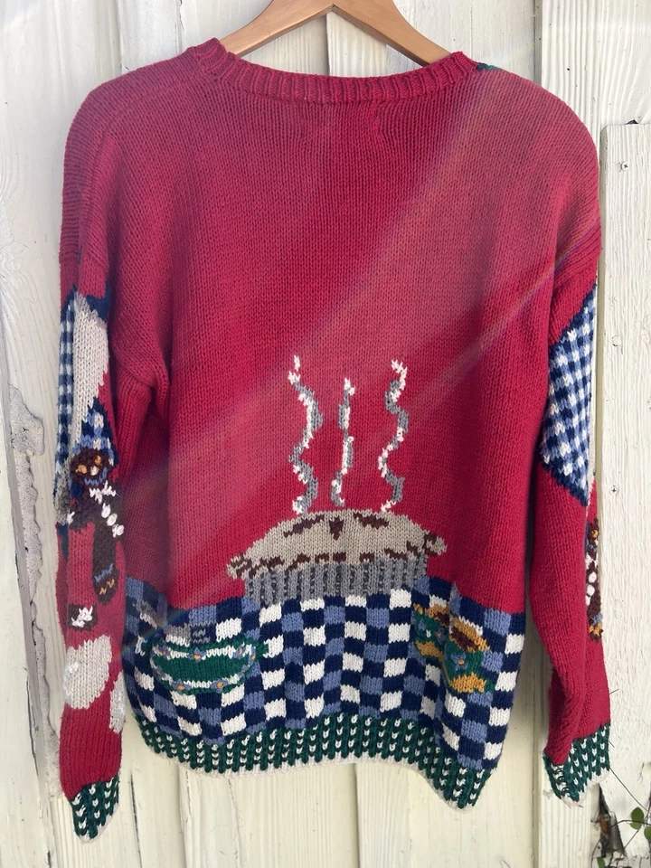 复古北岛毛衣女式大号手工针织烘焙姜饼奶奶 — 第 4/4 张图片