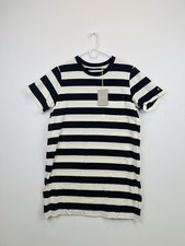 EVERLANE blue white wide stripe short sleeve jersey t-shirt midi dress womens XL