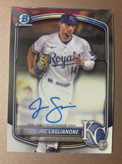 2025 Bowman - Chrome Prospect Autographs Jac Caglianone #CPA-JCA (AU, RC) Royals
