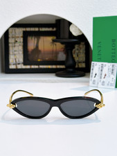 Bottega Veneta BV1390S Sunglasses Black Frame Grey Lenses 55-15-145
