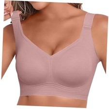 Womens 2025 Seamless Wireless Supportive Bra Push Up Comfort 4X-Large Mauve