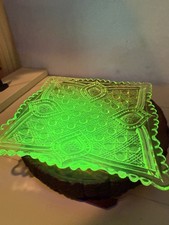 Early American Pattern Glass Trinket Plate Square Shaped 7