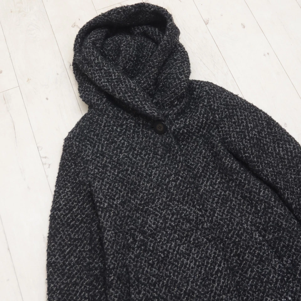 Casaco de luxo feminino Max Mara com capuz cinza Reino Unido 6 EUA 4 tamanho grande lã seda camelo raro - Imagem 3 de 4