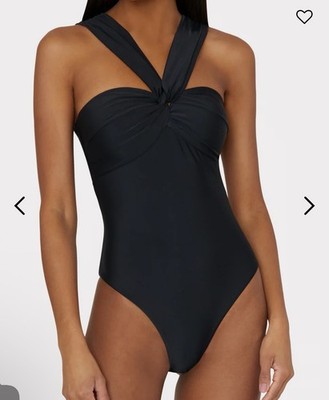 NWT Milly Betsy Black Bandeau One-Piece Swimsuit Womens S Small Moveable Straps