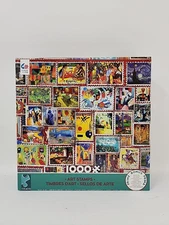 NEW, Ceaco ART STAMPS  1000pc Colorful Jigsaw Puzzle,Sealed, Bonus Puzzle Poster