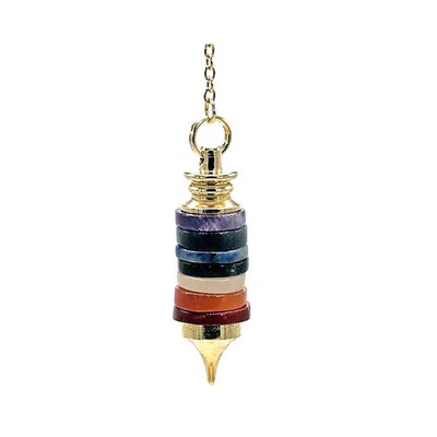 7 Chakra Regenbogen farbige Edelsteine Donut Pendel 5,5 cm