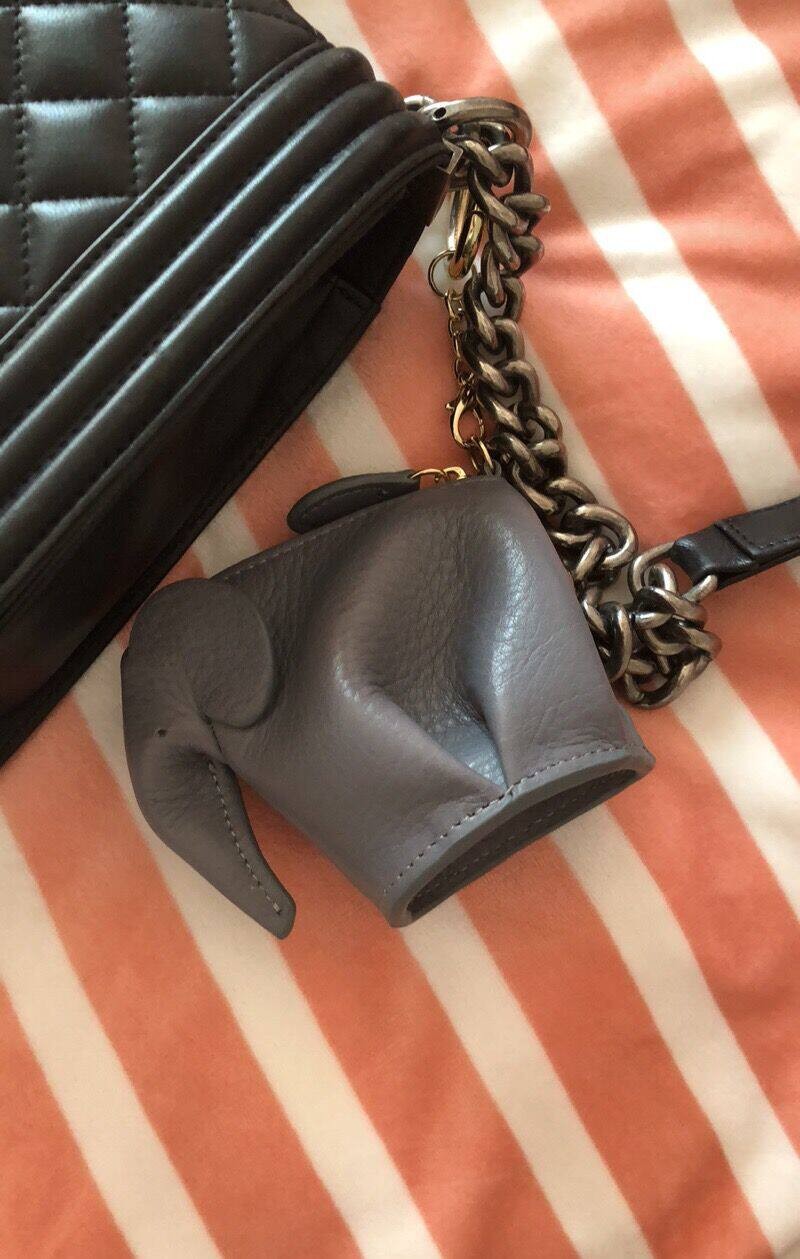 Genuine Leather Elephant Coin Purse Keychain Pendant Wallet Multicolor image 3