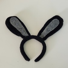 Black Plush Bunny Ears Headband Long Soft Halloween Costume Cosplay