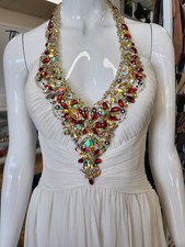 SALE Tony Bowls Paris Couture Evenings Halter Neck Jewel Embellished Formal Gown