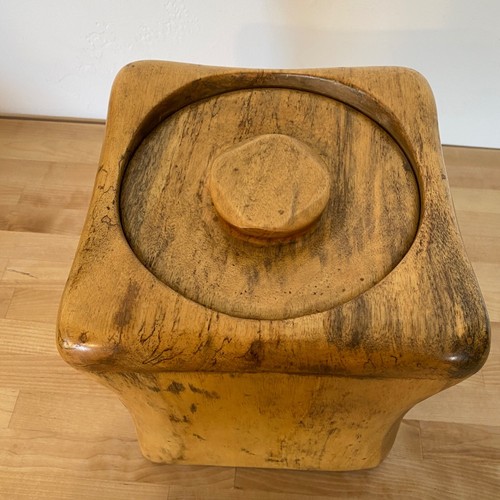 VTG Large Heavy David Auld Wooden Wood Canister Handcrafted In Haiti Midcentury - Picture 7 of 14