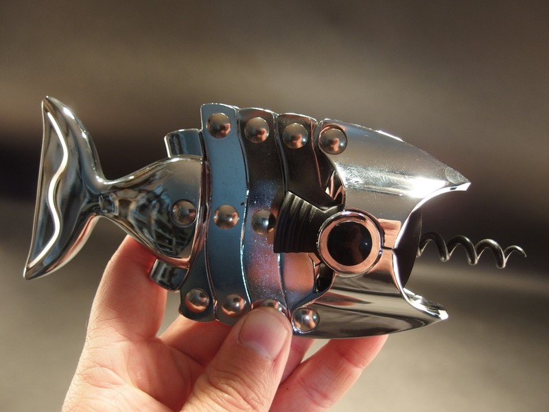 Antique Vintage Style Fish Shaped Wine Bottle Corkscrew Opener