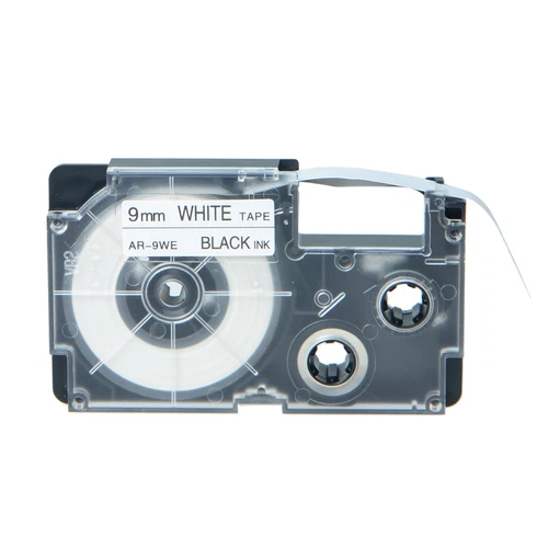 1x Étiquettes Cartouche Compatible pour Casio XR-9WE Noir sur blanc 9mm Ruban