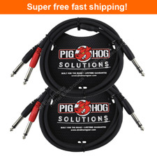 2 Pack Pig Hog PYIC03 Insert Cable 3ft 1/4 TRS Stereo Male to Dual 1/4 Mono Male