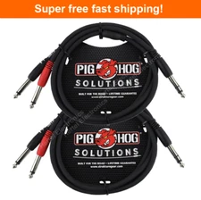 2 Pack Pig Hog PYIC03 Insert Cable 3ft 1/4 TRS Stereo Male to Dual 1/4 Mono Male