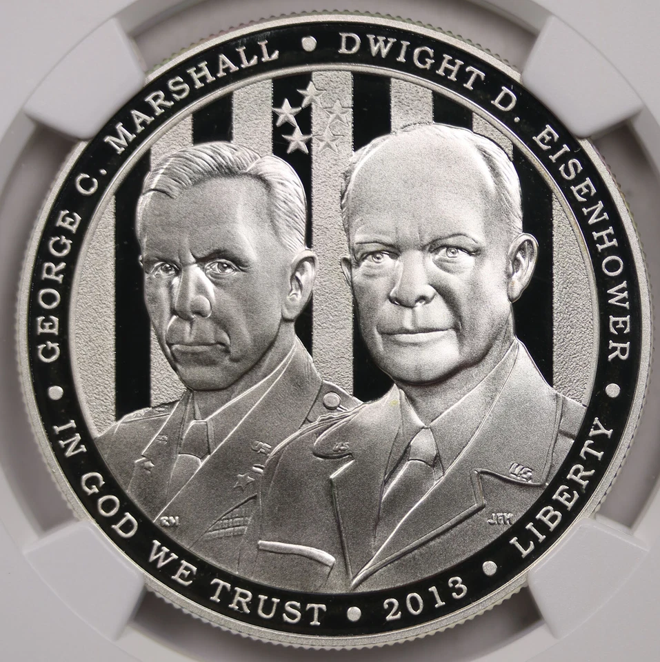 2013-P 5-Star General Marshall & Eisenhower Commemorative $1 PF 69 UCAM NGC - Image 3 of 4