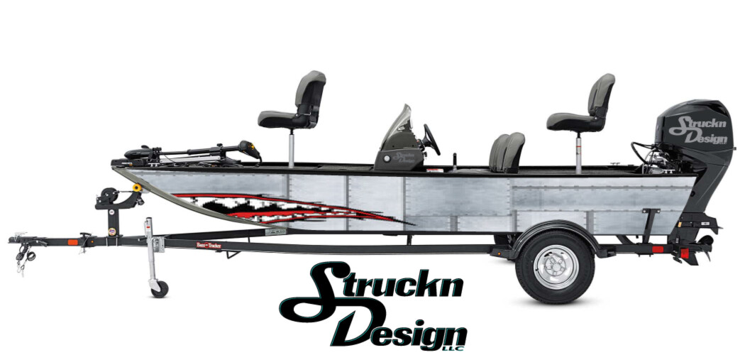 Steel Shark Mouth  Fish Bass Boat Black Decal Wrap Usa Vinyl