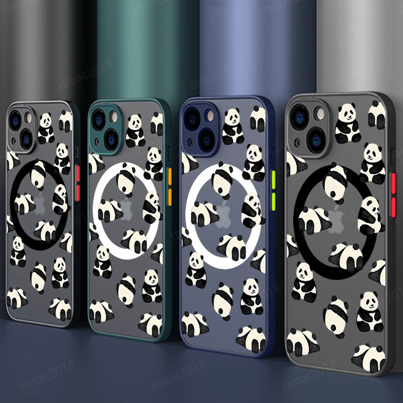 Case For iPhone 15 Pro Max 14 11 13 12 XR Magsafe Panda Matte Hard Hybrid Cover