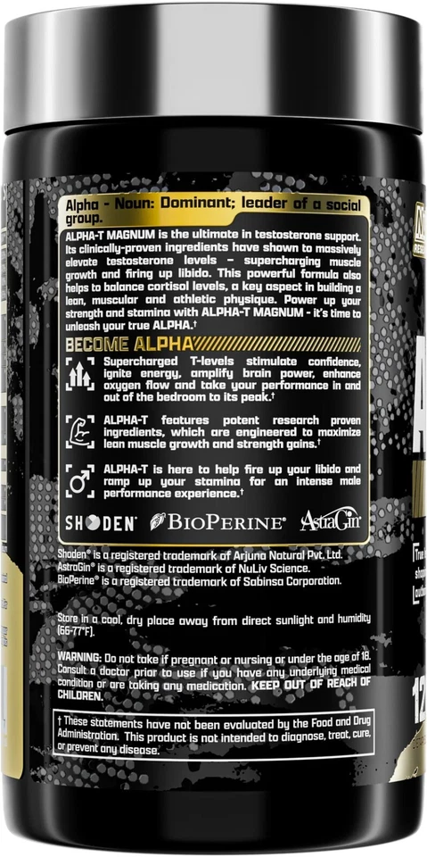 Nutrex Alpha-T Magnum Potenciador de Testosterona Soporte de Prueba Muscular 120 Cápsulas Foto 4 de 4