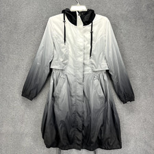 Anatomie Longline Jacket Small Gray ombre Windbreaker Hooded Raincoat Parka