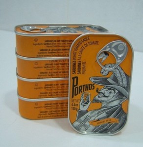 Porthos sardines Hot tomato sauce 125g (5604912410091)