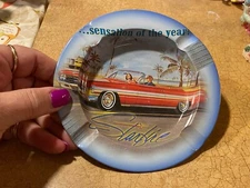 NOS Pin-up Pinup Ashtray UNUSED Tin 5.5" Car Starfire