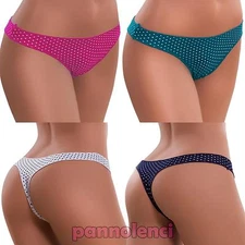 Women's Thong Underwear Lingerie Basic Polka Dot Pinup Cotton New 521-MOD